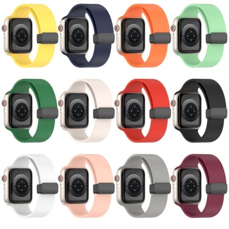 Силиконовый ремешок Magnetic Black Buckle Smooth для Apple Watch 10 46mm/Ultra 49mm / Series 8/7 45mm / 44mm / 42mm- красный