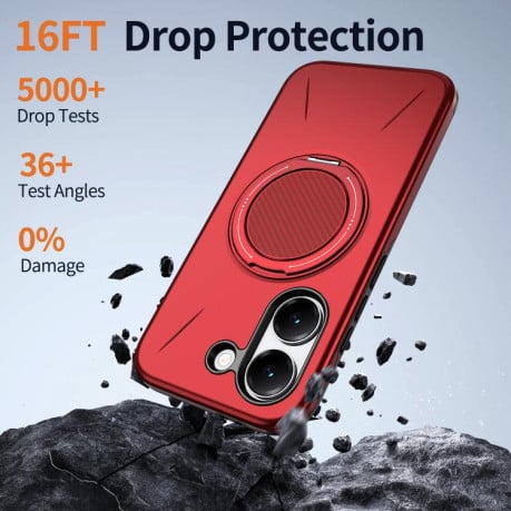 Чехол Metal Rotation Holder MagSafe TPU Hybrid PC с металлическим поворотным держателем и MagSafe на Xiaomi Redmi Turbo 5 5G / Poco X8 Pro 5G — красный