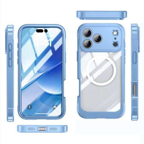 Двосторонний противоударный чехол Life Waterproof MagSafe Magnetic Rugged для iPhone 17 Pro - голубой