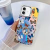Противоударный чехол Electroplating Laser Butterfly Ring Holder для iPhone 16 - Chrysanthemum