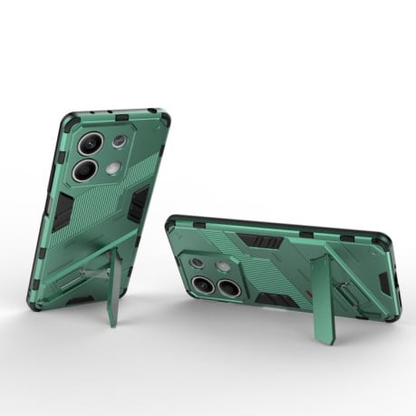 Противоударный чехол Punk Armor для Xiaomi Redmi Note 13 - зеленый