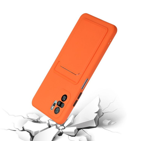 Противоударный чехол Card Slot Design на Xiaomi Redmi Note 10/10s/Poco M5s - оранжевый
