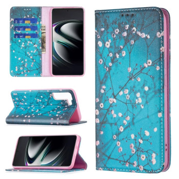 Чехол-книжка Colored Drawing Series на Samsung Galaxy S22 Plus 5G - Plum Blossom