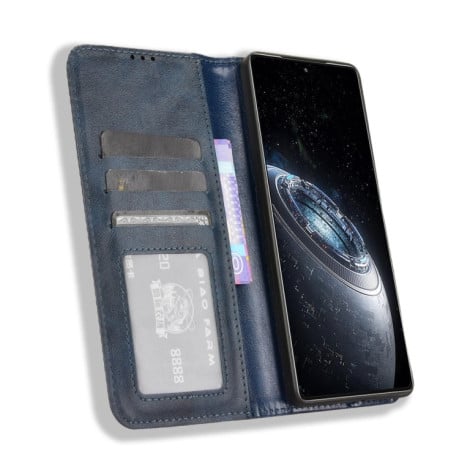 Чехол-книжка Magnetic Buckle Retro Crazy Horse Texture на Infinix GT 20 Pro 5G - синий