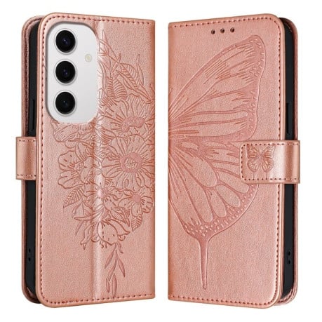 Чохол-книжка Embossed Butterfly для Samsung Galaxy S24 FE 5G - рожеве золото