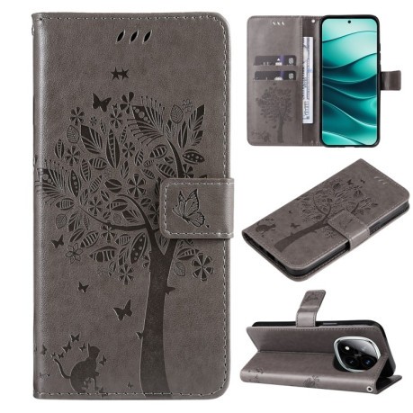 Чохол-книжка Happy Cat Pattern для Xiaomi Redmi Note 14 Pro / 14 Pro+ 5G - сірий