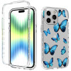 Противоударный чехол Transparent Painted для iPhone 14 Pro Max - Blue Butterflies