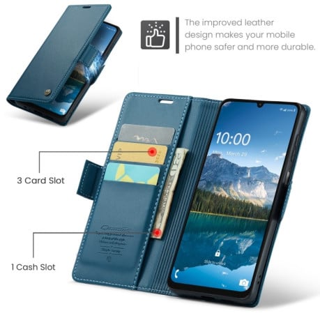 Чехол-книжка CaseMe 023 Butterfly Buckle Litchi Texture RFID Anti-theft Leather на Samsung Galaxy A07 / A06 - синий