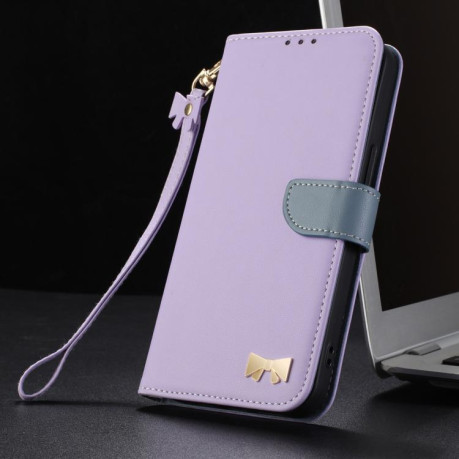 Чехол-книжка Metal Bow Leather для Xiaomi Redmi Note 14 4G 164.84mm - фиолетовый