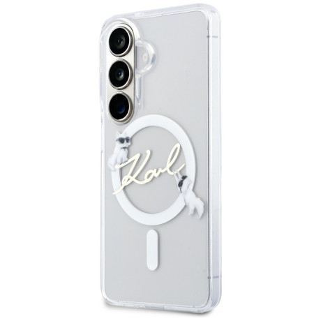 Оригінальний чохол Karl Lagerfeld IML KC Script з MagSafe для Samsung Galaxy S26 Plus — прозорий