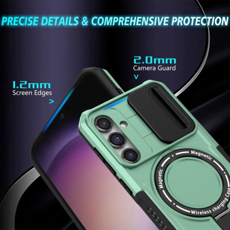 Противоударный чехол Sliding Camshield Magsafe Holder для Samsung Galaxy S23 FE 5G - голубой