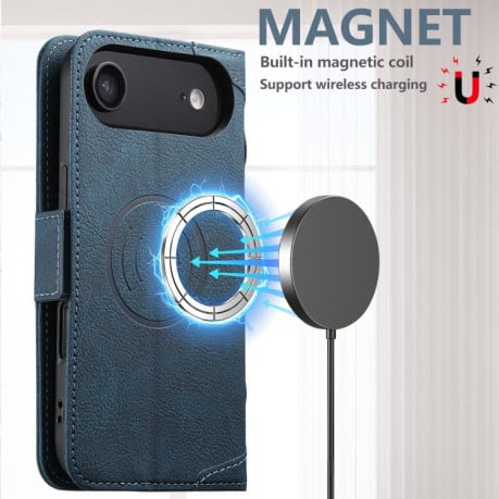 Чехол-книжка SUTENI J07 Multifunctional с Magsafe  и магнитным хлястиком на iPhone Air - синий