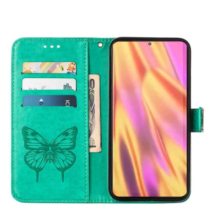 Чехол-книжка Embossed Butterfly для Samsung Galaxy S22 Ultra 5G - зеленый