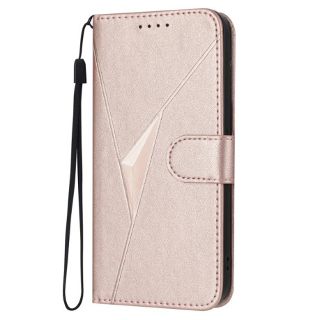 Чехол-книжка Triangle Pattern Buckle Clasp Leather на Xiaomi Redmi Note 14 Pro 4G - розовое золото