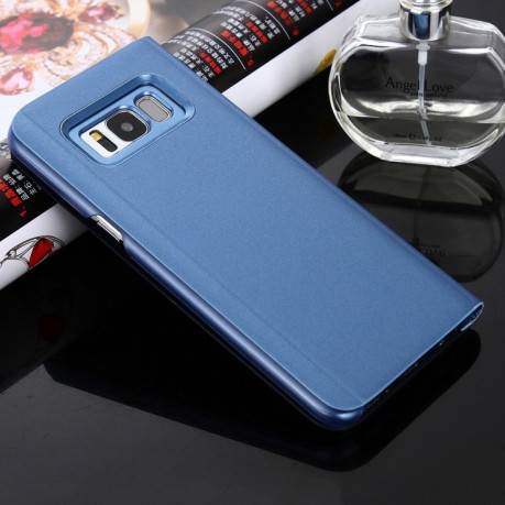 Чехол книжка Clear View на Samsung Galaxy S8/G950 Electroplating Mirror-небесно-голубой