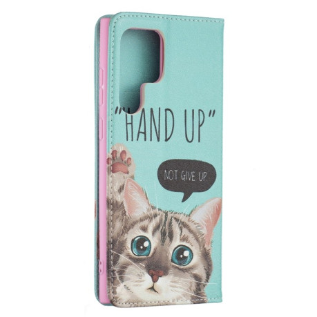 Чохол-книжка Colored Drawing Pattern Invisible Samsung Galaxy S22 Ultra 5G - Cat