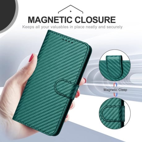 Чехол-книжка Carbon Fiber Texture на Realme C65 4G - зеленый