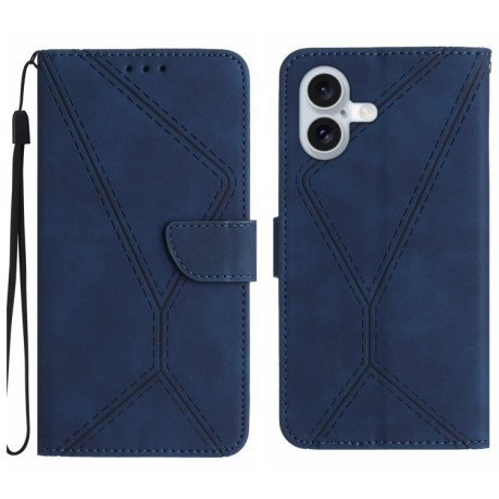Чохол-книжка Stitching Embossed Leather для iPhone 16 Plus - синій