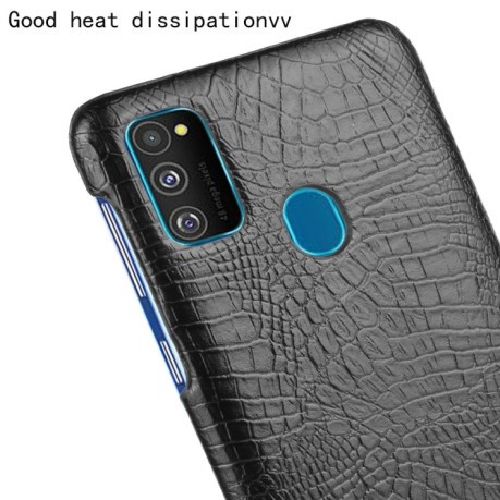 Ударопрочный чехол Crocodile Texture на Samsung Galaxy M21/M30s - черный