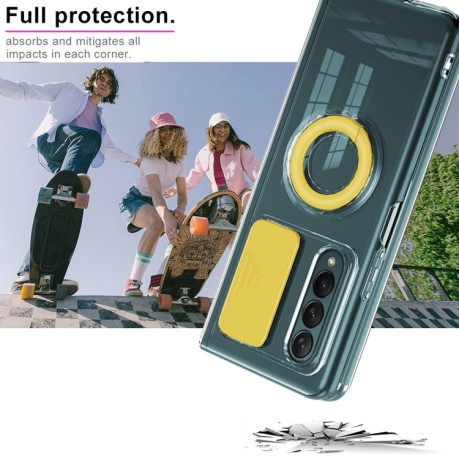 Противоударный чехол Sliding Camera with Ring Holder для Samsung Galaxy Fold4 5G - фиолетовый