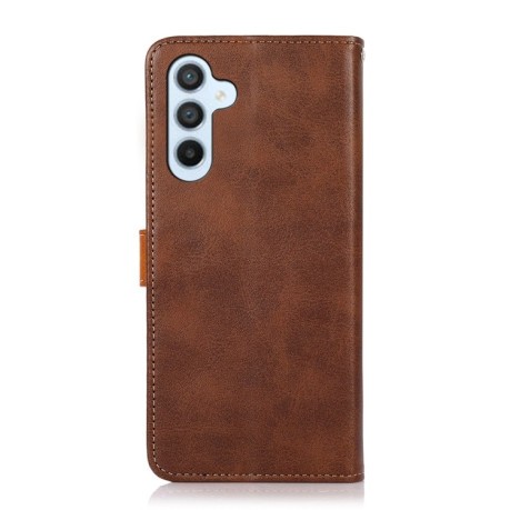 Чехол-книжка KHAZNEH Dual-color Cowhide для Samsung Galaxy M35 - коричневый