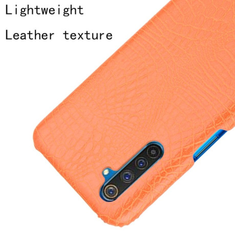 Ударопрочный чехол Crocodile Texture на Realme X50 Pro - оранжевый