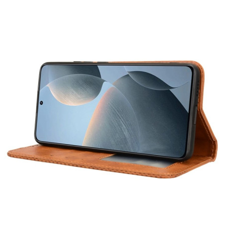 Чохол-книжка Magnetic Buckle Retro Crazy Horse Texture на Xiaomi Poco X6 Pro - коричневий
