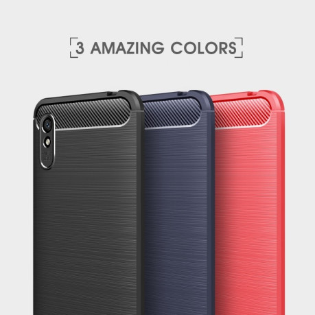 Чехол Brushed Texture Carbon Fiber на Xiaomi Redmi 9A - синий