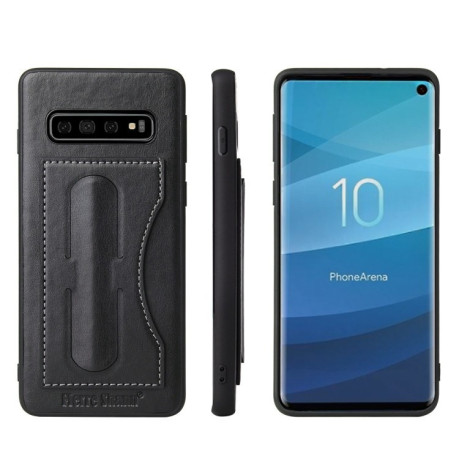 Кожаный чехол Fierre Shann на Samsung Galaxy S10 Plus-черный