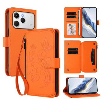 Чехол-книжка Escase кошелёк на молнии на Tecno Spark 40 4G — оранжевый