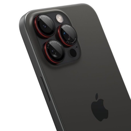 Защитное стекло на камеру Spigen Optik Pro L-Series Glas.tR EZ Fit для  iPhone 14 Pro / Pro Max / 15 Pro / Pro Max / 16 Pro / 16 Pro Max - Black with Red Edge