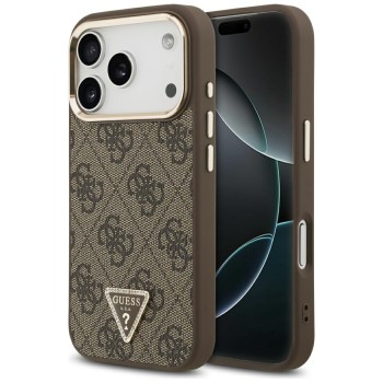 Оригинальный чехол Guess 4G Triangle Logo с MagSafe для iPhone 17 Pro / 18 Pro — коричневый