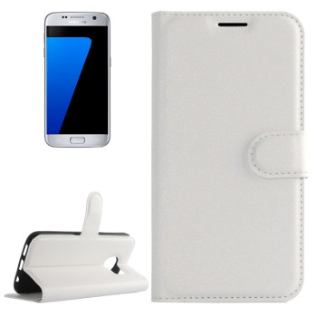 Чехол-книжка Litchi Texture на Samsung Galaxy S7 - белый