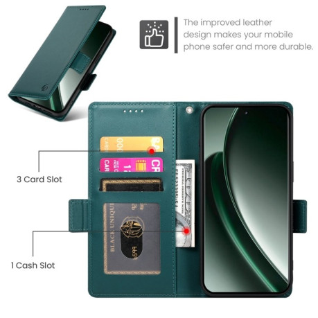 Чехол-книжка Side Buckle Magnetic Frosted Leather для Realme GT 6 Global/ Realme GT 6 4G - зеленый