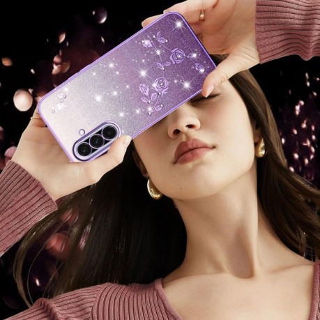 Протиударний чохол Gradient Glitter Flower All-inclusive для Samsung Galaxy A36 - фіолетовий