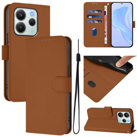Чохол-книжка Skin Feel Solid Color Leather для Xiaomi Redmi Note 14 4G 164.48mm - коричневий