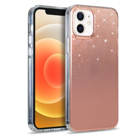 Противоударный чехол Electroplating Glitter Powder для iPhone 11 Pro Max - розовое золото