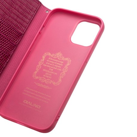 Шкіряний чохол-книжка QIALINO Crocodile Texture для iPhone 12 Pro Max - Rose Red