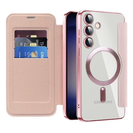 Чохол-книжка Shield MagSafe RFID Anti-theft Leather  для Samsung Galaxy S25+ 5G - рожевий