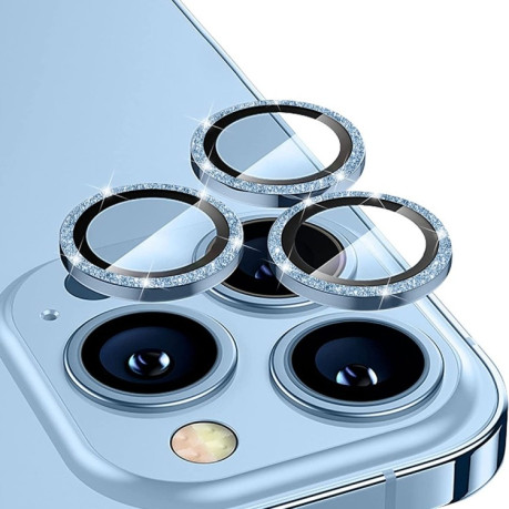Защитное стекло на камеру для ENKAY Glitter для iPhone 14 Pro / 14 Pro Max - голубое
