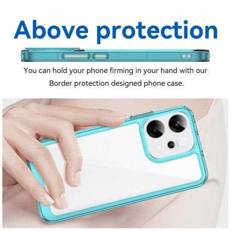 Противоударный чехол Colorful Acrylic Series с цветной силиконовой боковиной на OPPO Reno14 Global - синий