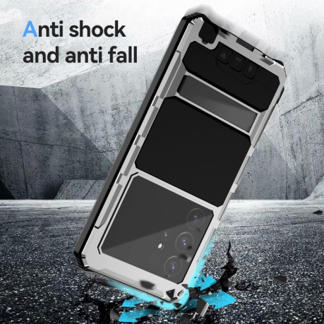 Противоударный чехол R-JUST Life Waterproof Dustproof Shockproof Holder для Samsung Galaxy S24 Ultra 5G - серебристый