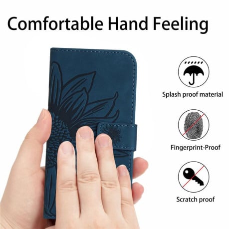 Чохол-книжка Skin Feel із малюнком соняшника на Infinix Hot 60 Pro+ 4G - синій