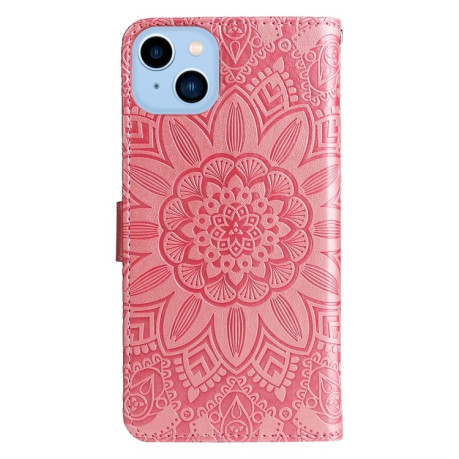 Чехол-книжка Embossed Sunflower для  iPhone 14 Plus - розовый