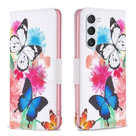 Чехол-книжка Colored Drawing Pattern для Samsung Galaxy S25 5G - Butterflies