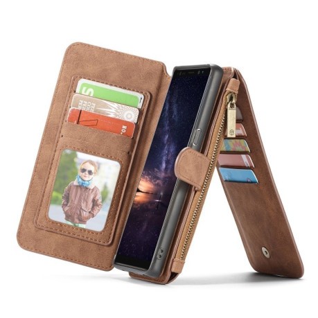 Шкіряний чохол-гаманець CaseMe на Samsung Galaxy Note 9 Crazy Horse Texcture-коричневий