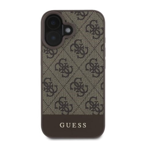 Оригінальний чохол Guess 4G Bottom Stripe для iPhone 16 - Brown