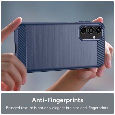 Противоударный чехол Brushed Texture Carbon Fiber на Samsung Galaxy A15 - синий
