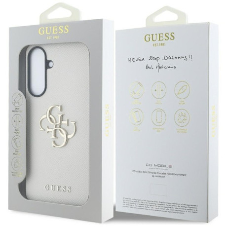 Оригинальный чехол Guess Grained Big 4G Logo Small Classic Logo для Samsung Galaxy A56 - beige