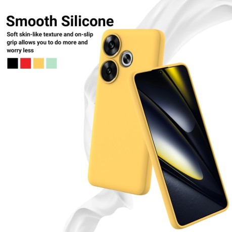 Силиконовый чехол Solid Color Liquid Silicone на Xiaomi Poco F6 - желтый